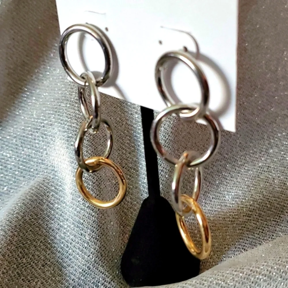 Silver Tone with‎ Gold Tone Earrings